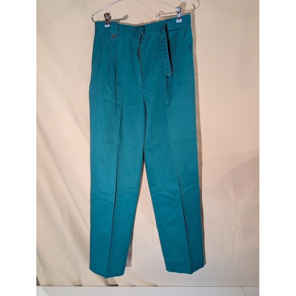 Koret City Blues Teal Pleated Pants Women's 14 Cotton Blend Stain Read - Picture 1 of 4
